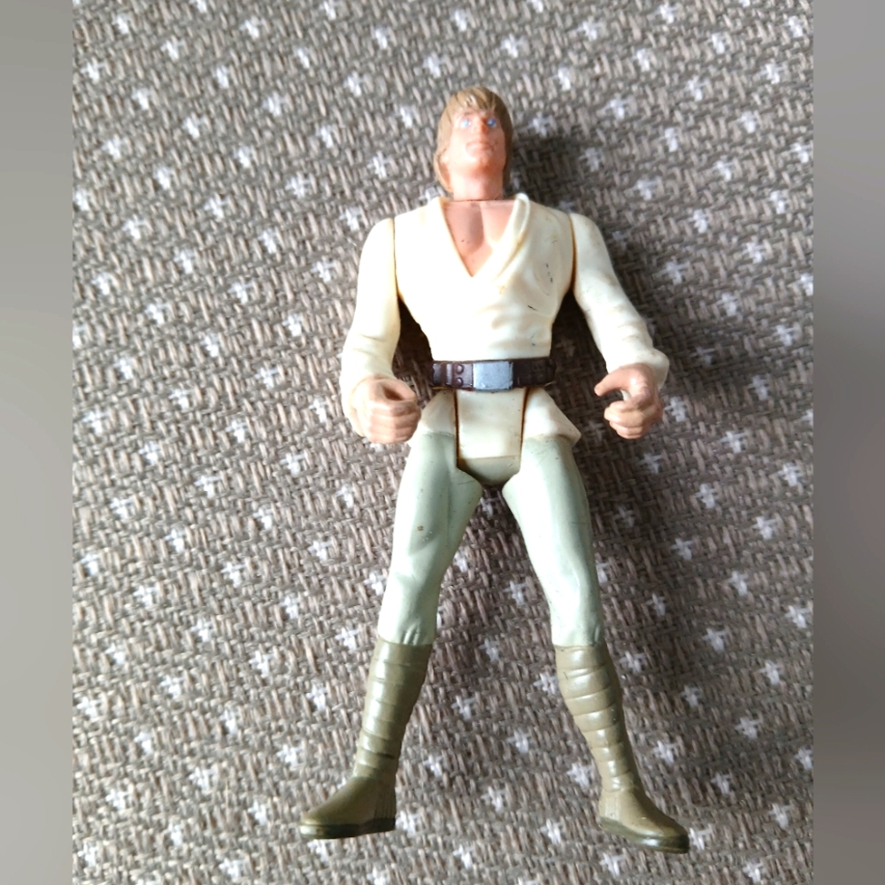 Vintage Action Luke Skywalker Figure with Cream and Green Outfit